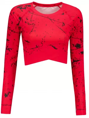 Hochwertiges Funktions-Crop-Top mit langen Ärmeln für Damen ALTISPORT VOJ/ALW034TR04 ROT