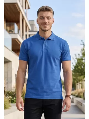 Herren-T-Shirt mit Kragen ALTISPORT NoPrint NP/ALM302 AZURBLAU