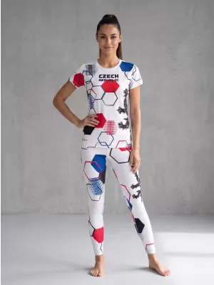 Lange Premium-Funktionsleggings für Damen ALTISPORT VOJ/ALW036LEG01 HEXA WEIß