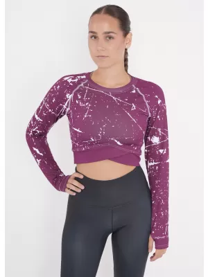 Hochwertiges Funktions-Crop-Top mit langen Ärmeln für Damen ALTISPORT VOJ/ALW034TR04 FUCHSIE
