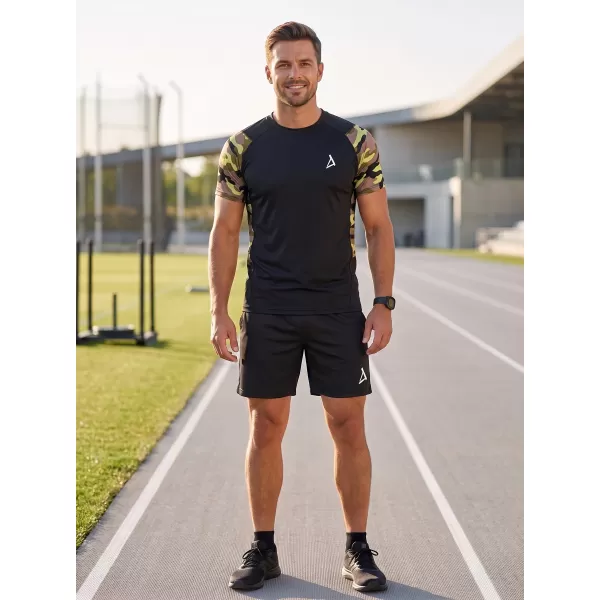  Hochwertiges Funktions-Kompressions-T-Shirt mit kurzen Ärmeln für Herren ALTISPORT VOJ/ALM038TR04 SCHWARZ UND GRÜN 