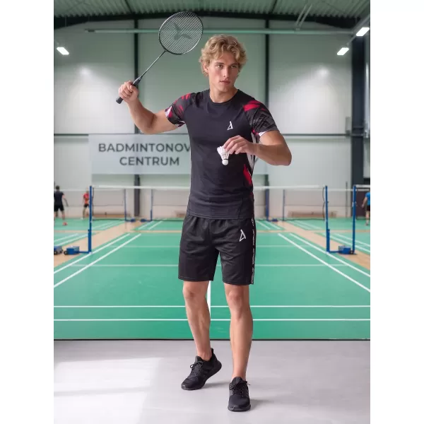  Hochwertiges Funktions-Kompressions-T-Shirt mit kurzen Ärmeln für Herren ALTISPORT VOJ/ALM039TR04 SCHWARZ UND ROT 