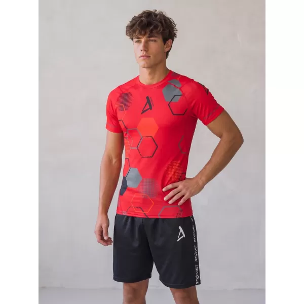 Hochwertiges Funktions-Kompressions-T-Shirt mit kurzen Ärmeln für Herren ALTISPORT VOJ/ALM037TR04 ROT 