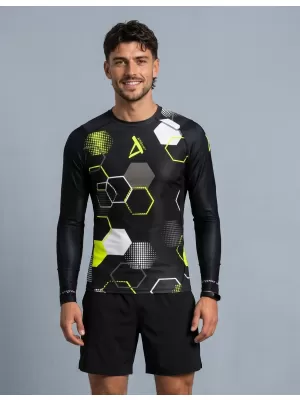 Hochwertiges funktionelles Kompressions-T-Shirt für Herren ALTISPORT VOJ/ALM037TR03 SCHWARZ UND GELB