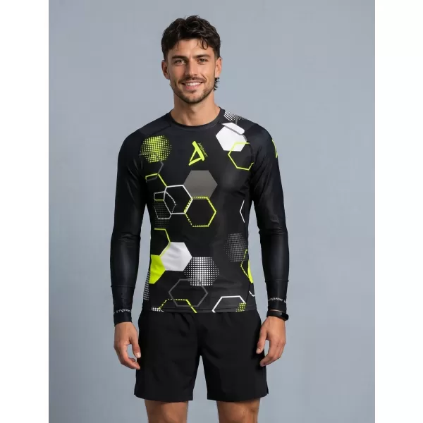  Hochwertiges funktionelles Kompressions-T-Shirt für Herren ALTISPORT VOJ/ALM037TR03 SCHWARZ UND GELB 