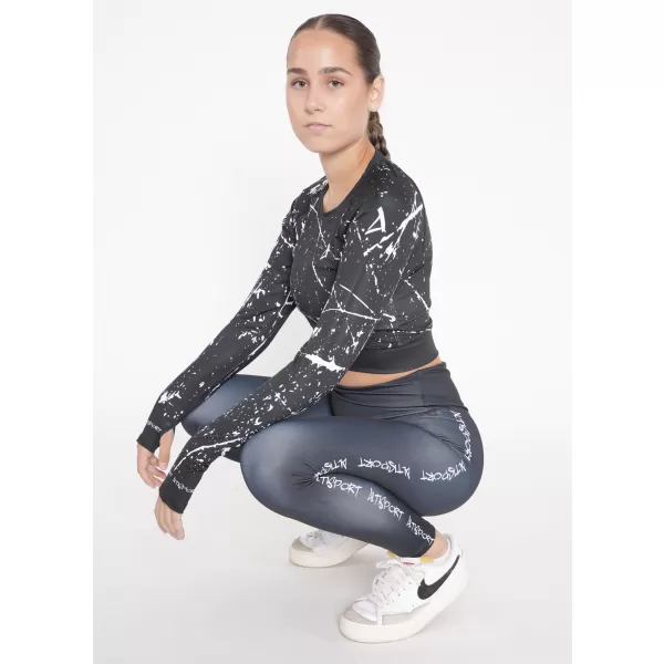  Hochwertiges Funktions-Crop-Top mit langen Ärmeln für Damen ALTISPORT VOJ/ALW034TR04 SCHWARZ 