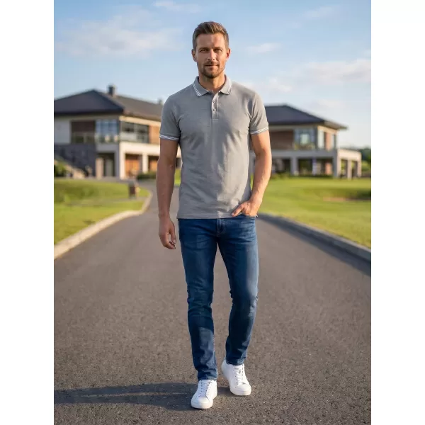  Herren-T-Shirt mit Kragen ALTISPORT NoPrint NP/ALM912 DUNKELGRAUE HIGHLIGHTS 