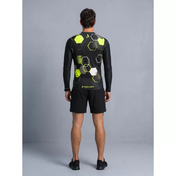  Hochwertiges funktionelles Kompressions-T-Shirt für Herren ALTISPORT VOJ/ALM037TR03 SCHWARZ UND GELB 