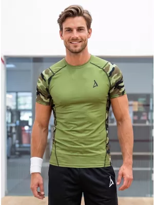 Hochwertiges Funktions-Kompressions-T-Shirt mit kurzen Ärmeln für Herren ALTISPORT VOJ/ALM038TR04 GRÜN/KHAKI