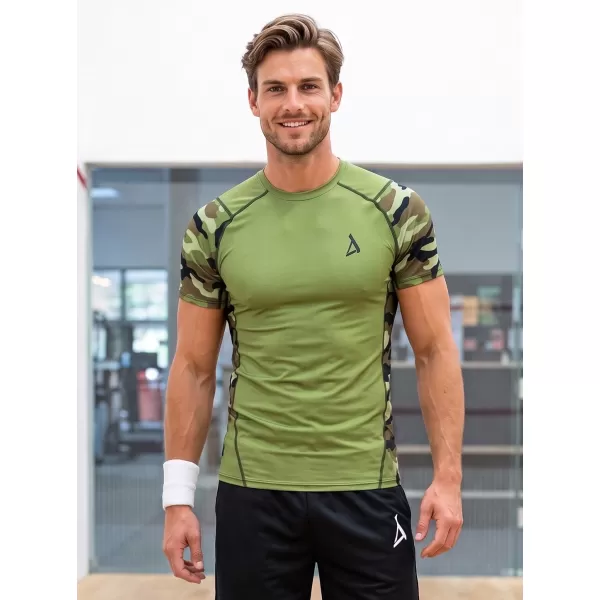  Hochwertiges Funktions-Kompressions-T-Shirt mit kurzen Ärmeln für Herren ALTISPORT VOJ/ALM038TR04 GRÜN/KHAKI 