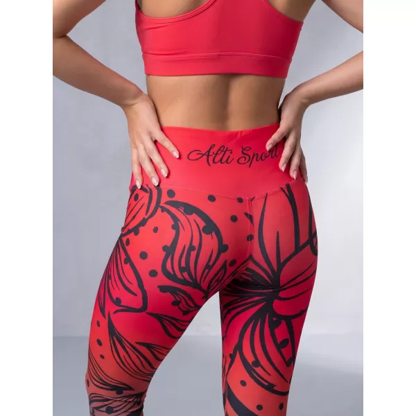  Lange Premium-Funktionsleggings für Damen ALTISPORT VOJ/ALW045LEG01 ROT UND SCHWARZ 