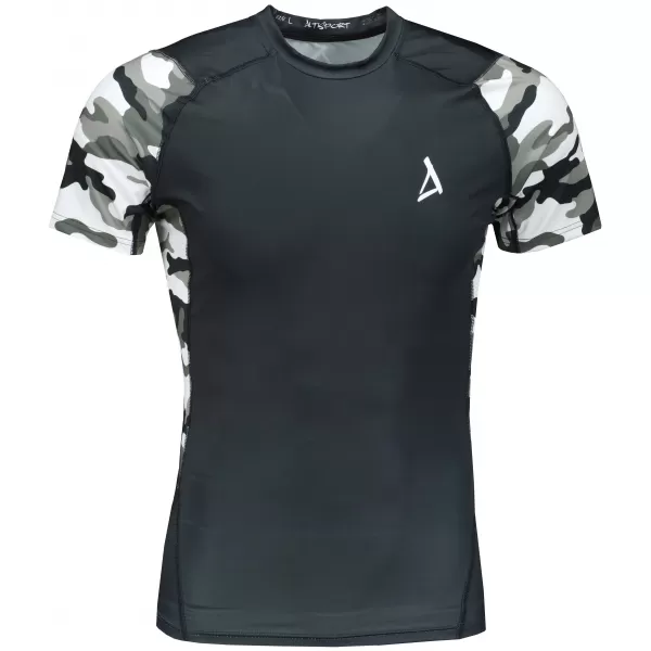  Hochwertiges Funktions-Kompressions-T-Shirt mit kurzen Ärmeln für Herren ALTISPORT VOJ/ALM038TR04 SCHWARZ UND WEIß 