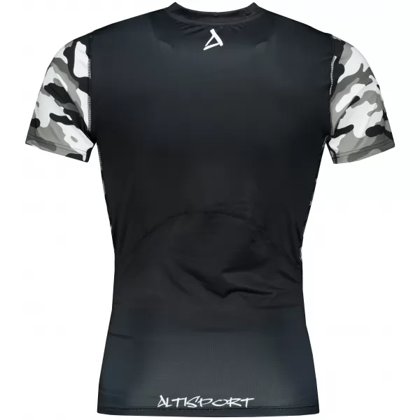  Hochwertiges Funktions-Kompressions-T-Shirt mit kurzen Ärmeln für Herren ALTISPORT VOJ/ALM038TR04 SCHWARZ UND WEIß 
