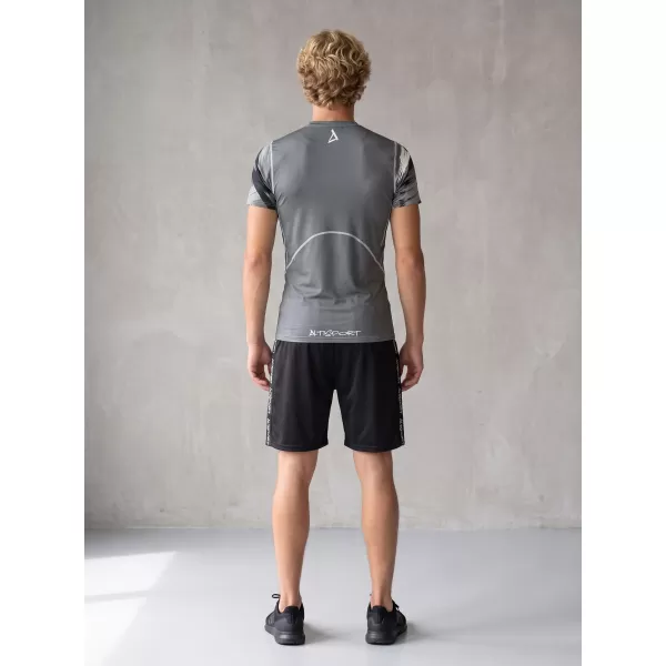  Hochwertiges Funktions-Kompressions-T-Shirt mit kurzen Ärmeln für Herren ALTISPORT VOJ/ALM039TR04 GRAU 