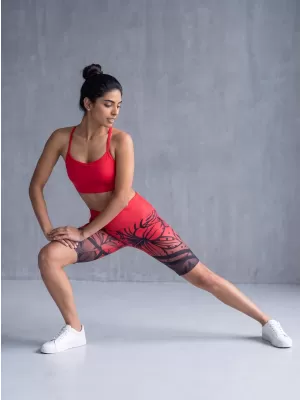 Hochwertige Damen-Funktionsleggings oberhalb des Knies ALTISPORT VOJ/ALW045LEG02 ROT UND SCHWARZ