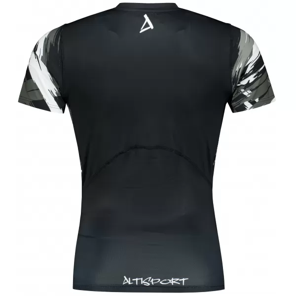  Hochwertiges Funktions-Kompressions-T-Shirt mit kurzen Ärmeln für Herren ALTISPORT VOJ/ALM039TR04 SCHWARZ UND WEIß 