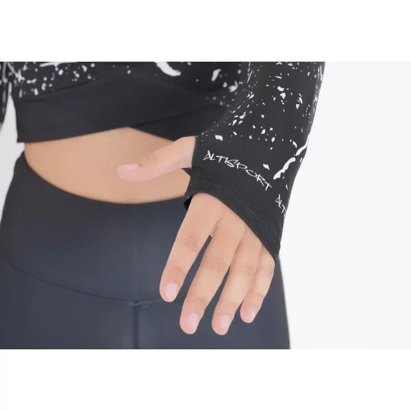  Hochwertiges Funktions-Crop-Top mit langen Ärmeln für Damen ALTISPORT VOJ/ALW034TR04 SCHWARZ 