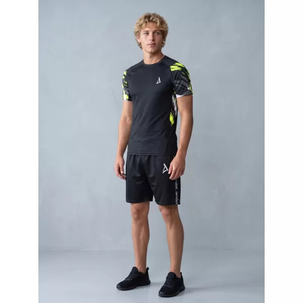  Hochwertiges Funktions-Kompressions-T-Shirt mit kurzen Ärmeln für Herren ALTISPORT VOJ/ALM039TR04 SCHWARZ UND GELB 