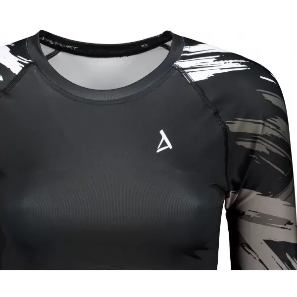  Hochwertiges Funktions-Crop-Top mit langen Ärmeln für Damen ALTISPORT VOJ/ALW039TR04 SCHWARZ-WEISS 
