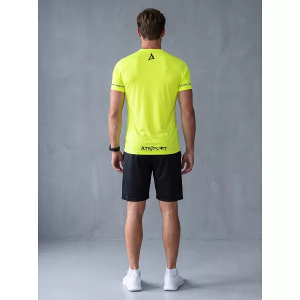  Hochwertiges Funktions-Kompressions-T-Shirt mit kurzen Ärmeln für Herren ALTISPORT VOJ/ALM000TR04 NEON GELB 