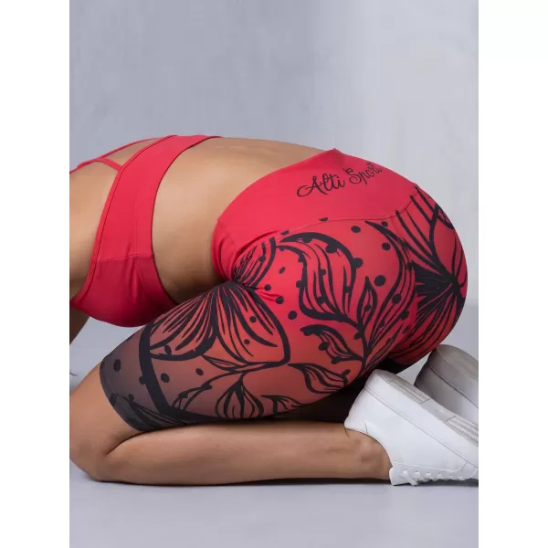  Hochwertige Damen-Funktionsleggings oberhalb des Knies ALTISPORT VOJ/ALW045LEG02 ROT UND SCHWARZ 
