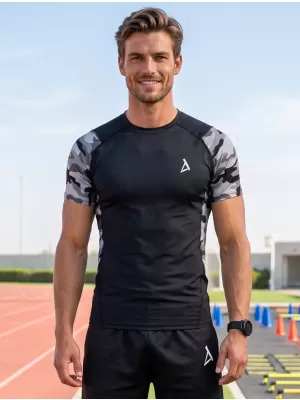 Hochwertiges Funktions-Kompressions-T-Shirt mit kurzen Ärmeln für Herren ALTISPORT VOJ/ALM038TR04 GRAU