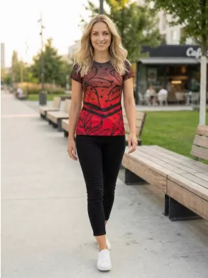Hochwertiges Funktions-T-Shirt für Damen ALTISPORT VOJ/ALW045TR01 ROT UND SCHWARZ