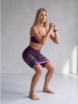 Hochwertige Damen-Funktionsleggings oberhalb des Knies ALTISPORT VOJ/ALW045LEG02 LILA/SCHWARZ