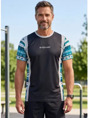 Funktionelles Premium-T-Shirt für Herren ALTISPORT VOJ/ALM043TR01 SCHWARZ UND BLAU