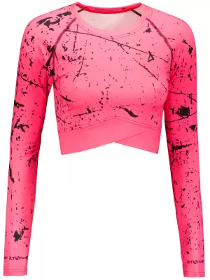 Hochwertiges Funktions-Crop-Top mit langen Ärmeln für Damen ALTISPORT VOJ/ALW034TR04 FLUO-ROSA