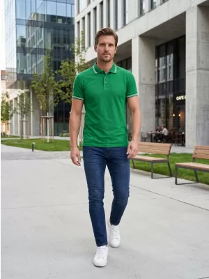 Herren-T-Shirt mit Kragen ALTISPORT NoPrint NP/ALM912 MITTELGRÜN