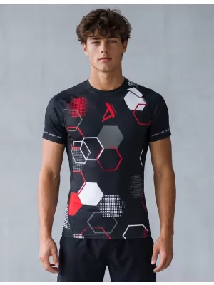 Hochwertiges Funktions-Kompressions-T-Shirt mit kurzen Ärmeln für Herren ALTISPORT VOJ/ALM037TR04 SCHWARZ UND ROT