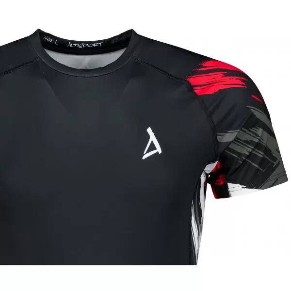  Hochwertiges Funktions-Kompressions-T-Shirt mit kurzen Ärmeln für Herren ALTISPORT VOJ/ALM039TR04 SCHWARZ UND ROT 