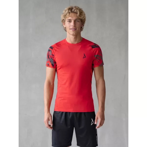  Hochwertiges Funktions-Kompressions-T-Shirt mit kurzen Ärmeln für Herren ALTISPORT VOJ/ALM039TR04 ROT 