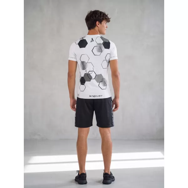  Hochwertiges Funktions-Kompressions-T-Shirt mit kurzen Ärmeln für Herren ALTISPORT VOJ/ALM037TR04 WEIß 