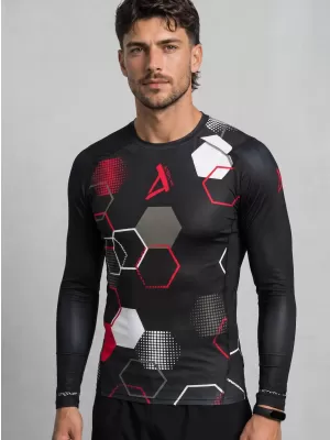 Hochwertiges funktionelles Kompressions-T-Shirt für Herren ALTISPORT VOJ/ALM037TR03 SCHWARZ UND ROT