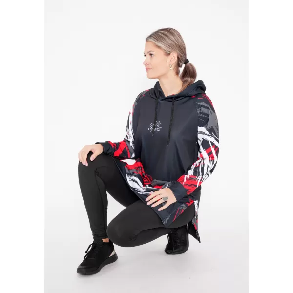  Funktionelles erweitertes Damen-Sweatshirt Premium ALTISPORT VOJ/ALW039MI03 SCHWARZ/ROT 