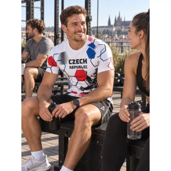  Herren Funktions-Kompressionsshirt mit kurzen Ärmeln Premium ALTISPORT VOJ/ALM036TR04 HEXA WEIß 
