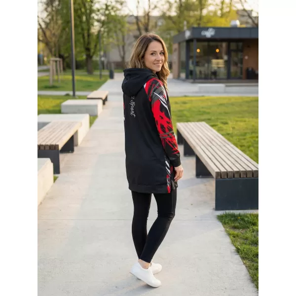  Funktionelles erweitertes Damen-Sweatshirt Premium ALTISPORT VOJ/ALW039MI03 SCHWARZ/ROT 