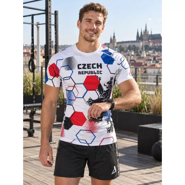  Herren Funktions-Kompressionsshirt mit kurzen Ärmeln Premium ALTISPORT VOJ/ALM036TR04 HEXA WEIß 