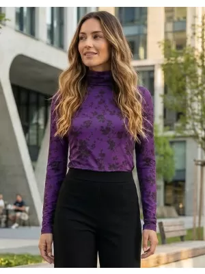 Rollkragenpullover für Damen ALTISPORT DAELIA LILA