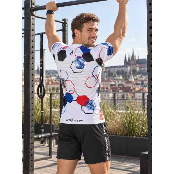 Herren Funktions-Kompressionsshirt mit kurzen Ärmeln Premium ALTISPORT VOJ/ALM036TR04 HEXA WEIß 