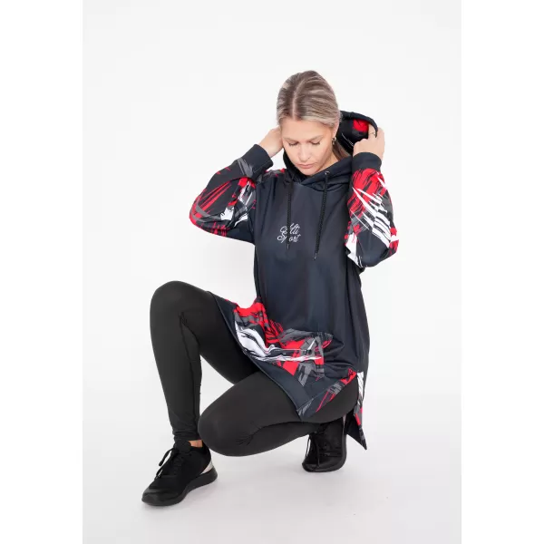  Funktionelles erweitertes Damen-Sweatshirt Premium ALTISPORT VOJ/ALW039MI03 SCHWARZ/ROT 