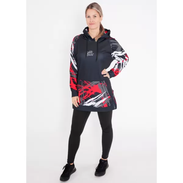  Funktionelles erweitertes Damen-Sweatshirt Premium ALTISPORT VOJ/ALW039MI03 SCHWARZ/ROT 