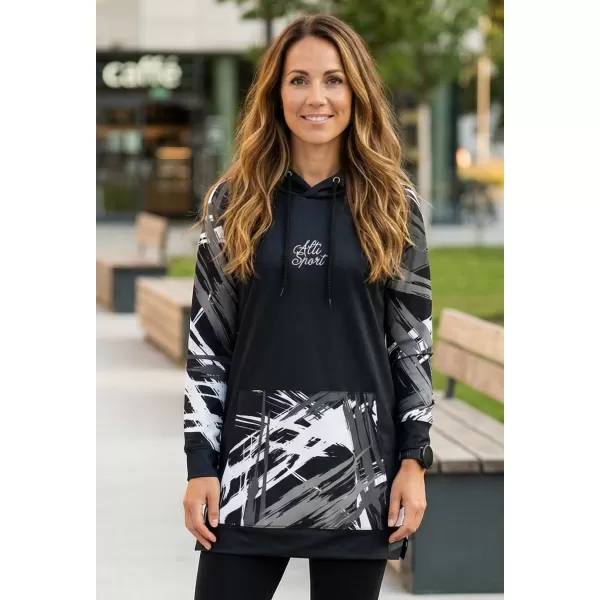  Funktionelles erweitertes Damen-Sweatshirt Premium ALTISPORT VOJ/ALW039MI03 SCHWARZ/WEIß 