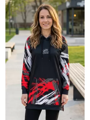 Funktionelles erweitertes Damen-Sweatshirt Premium ALTISPORT VOJ/ALW039MI03 SCHWARZ/ROT