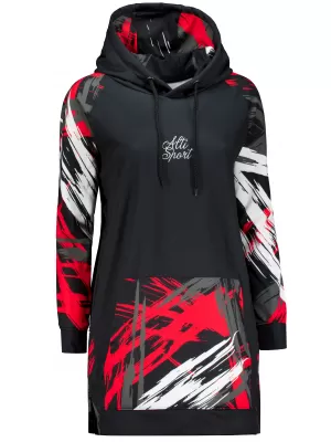 Funktionelles erweitertes Damen-Sweatshirt Premium ALTISPORT VOJ/ALW039MI03 SCHWARZ/ROT