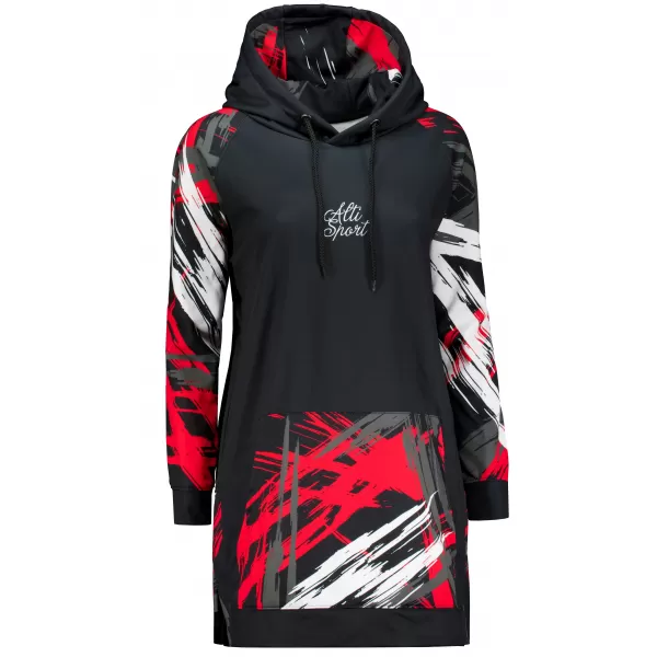  Funktionelles erweitertes Damen-Sweatshirt Premium ALTISPORT VOJ/ALW039MI03 SCHWARZ/ROT 