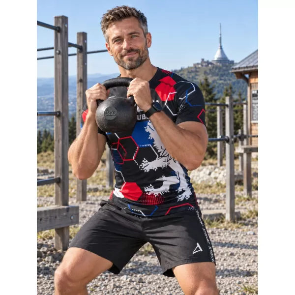  Herren Funktions-Kompressionsshirt mit kurzen Ärmeln Premium ALTISPORT VOJ/ALM036TR04 HEXA SCHWARZ 