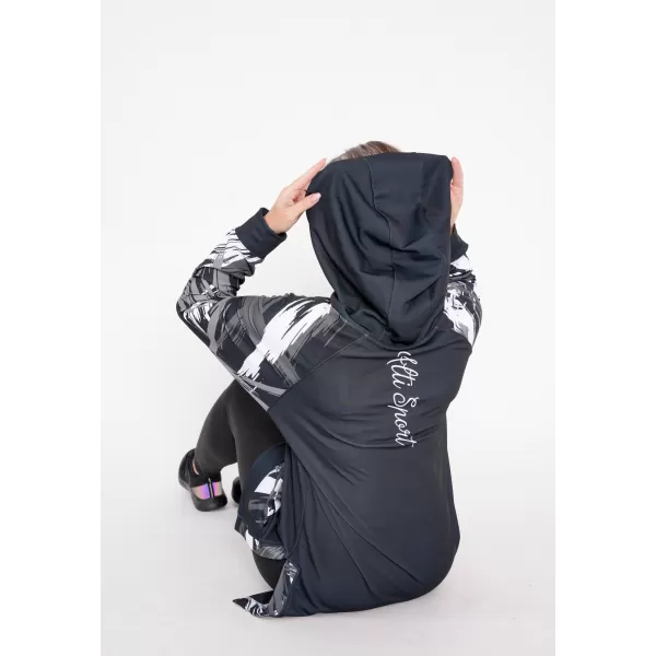  Funktionelles erweitertes Damen-Sweatshirt Premium ALTISPORT VOJ/ALW039MI03 SCHWARZ/WEIß 